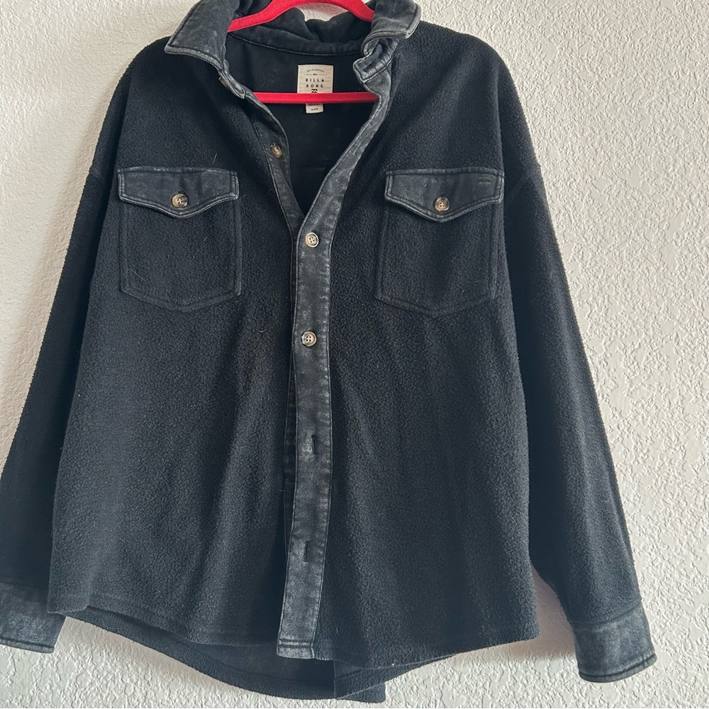 Billabong Anytime Shackleton Oversized Button-Through Jacket - Off Black Size M